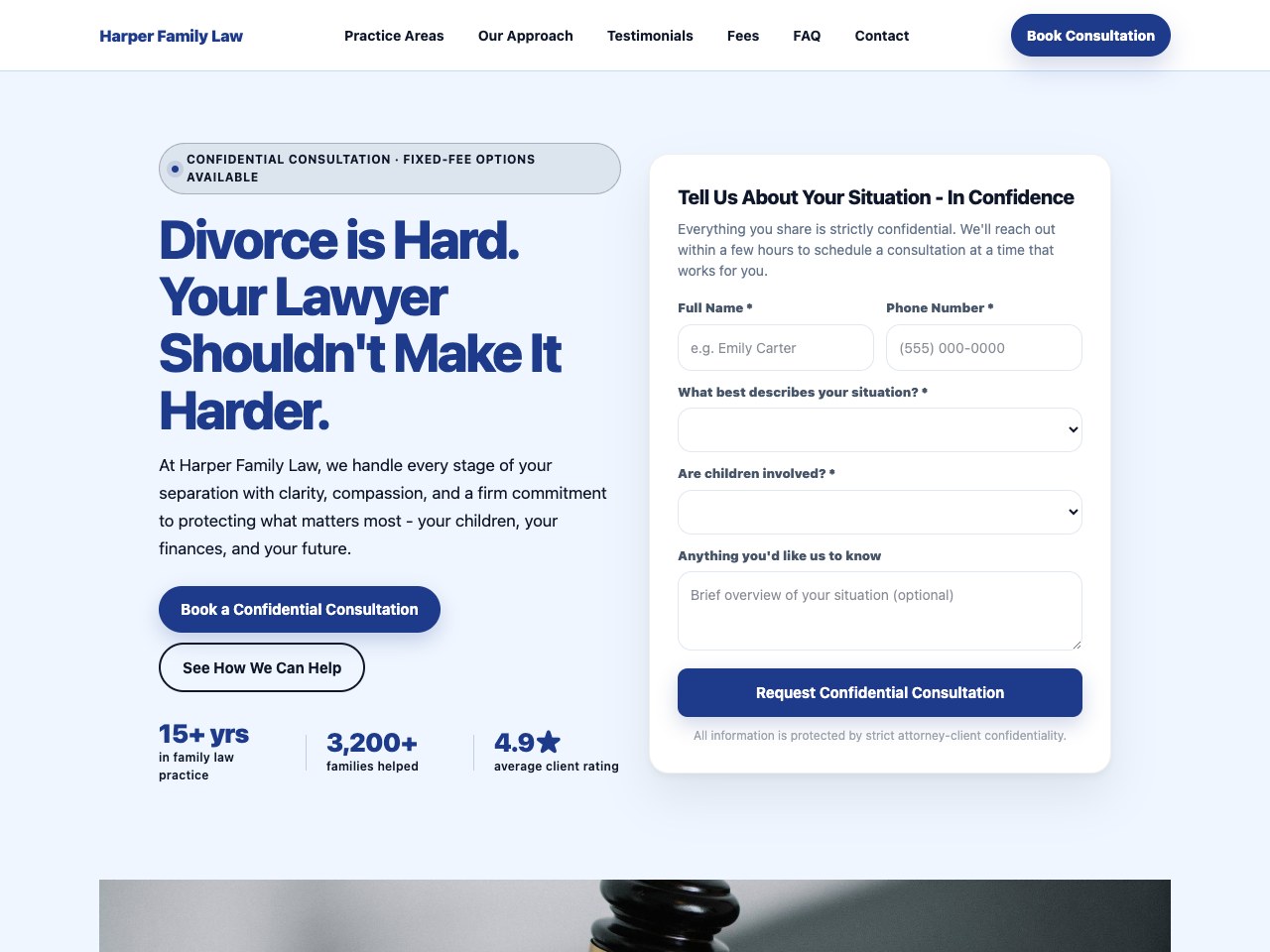 Divorce Lawyer landing page