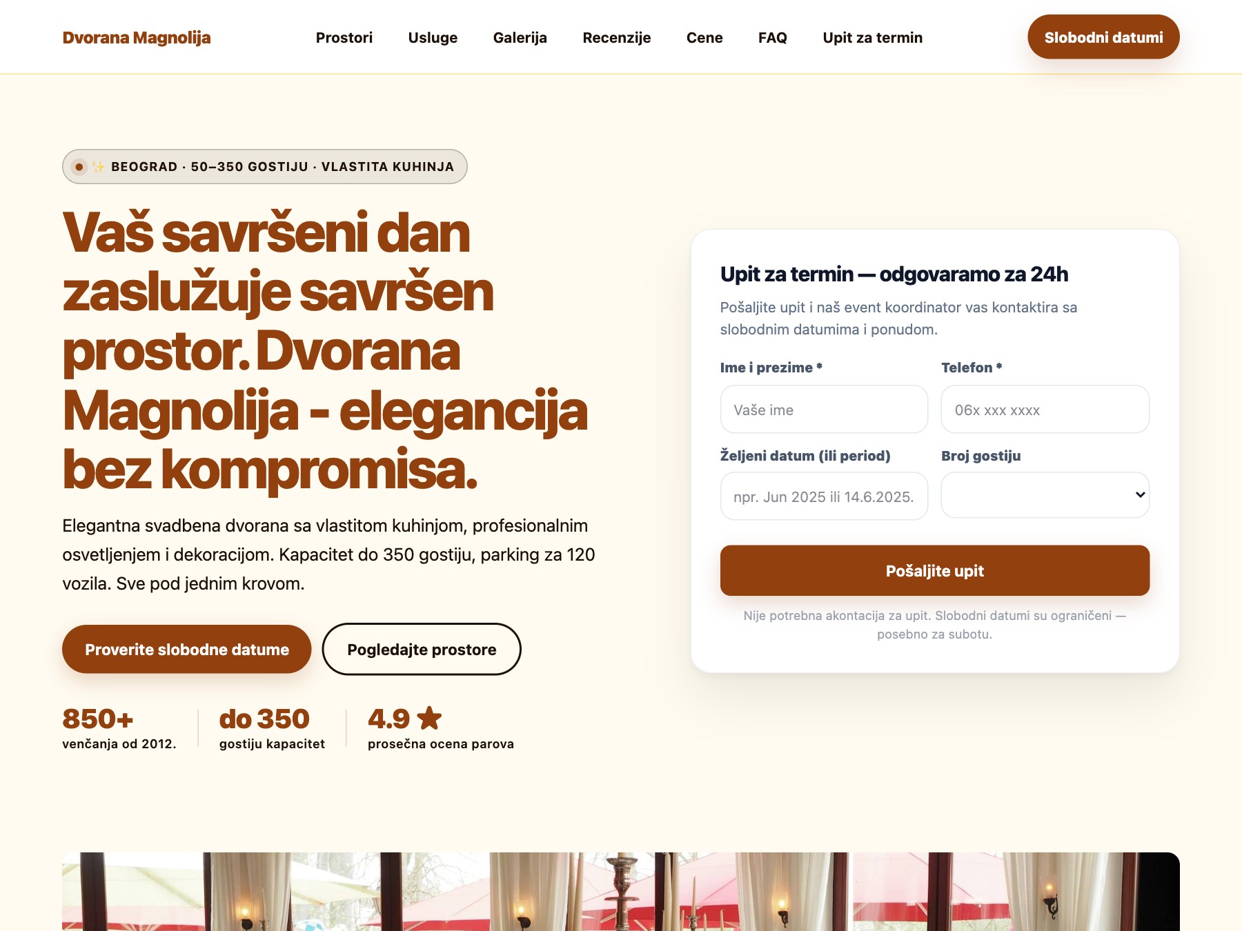 Venčanje Sala landing page